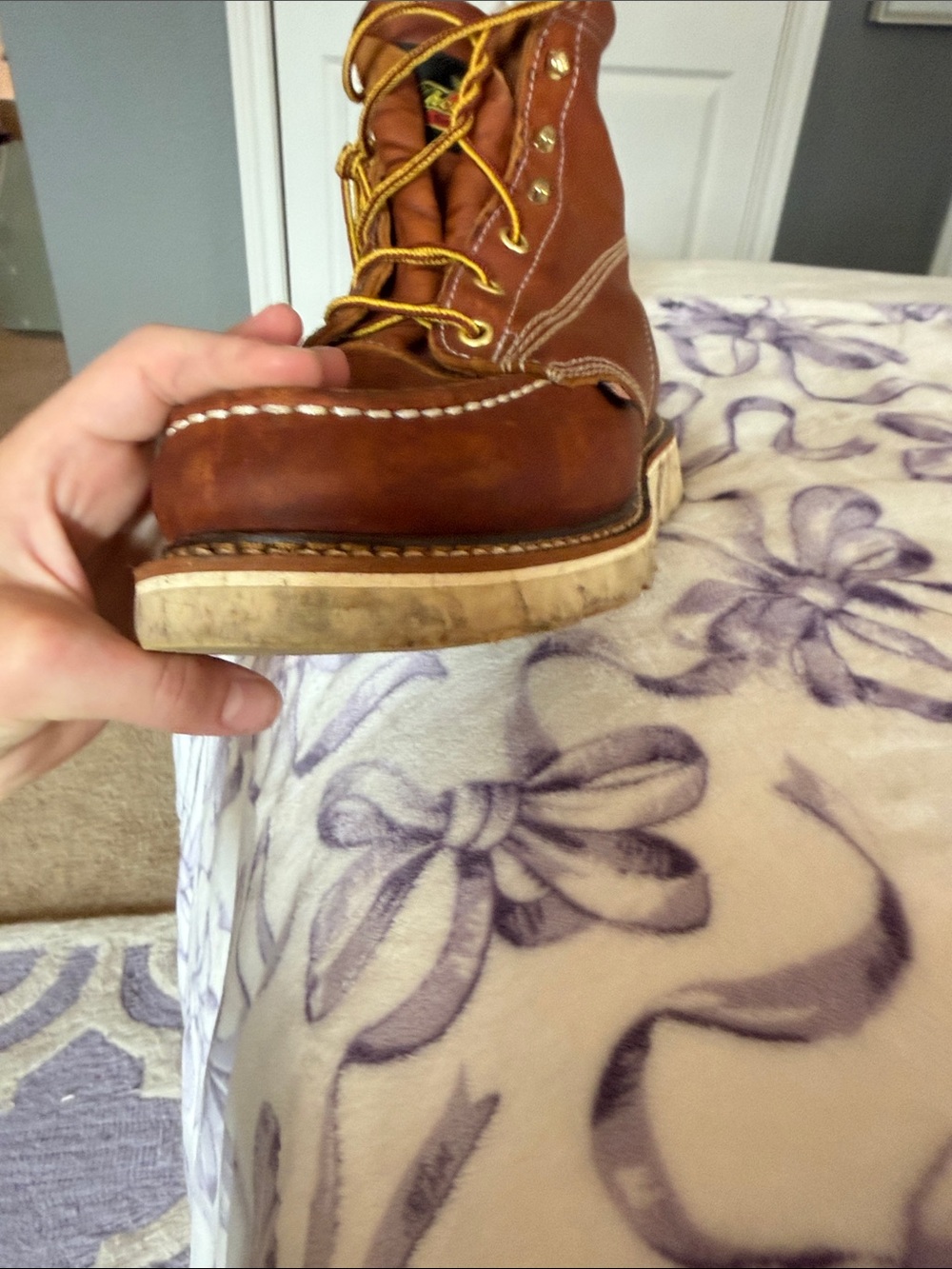 Made in USA Brown Leather Work Boot — Moc Toe - Picture 13 of 16